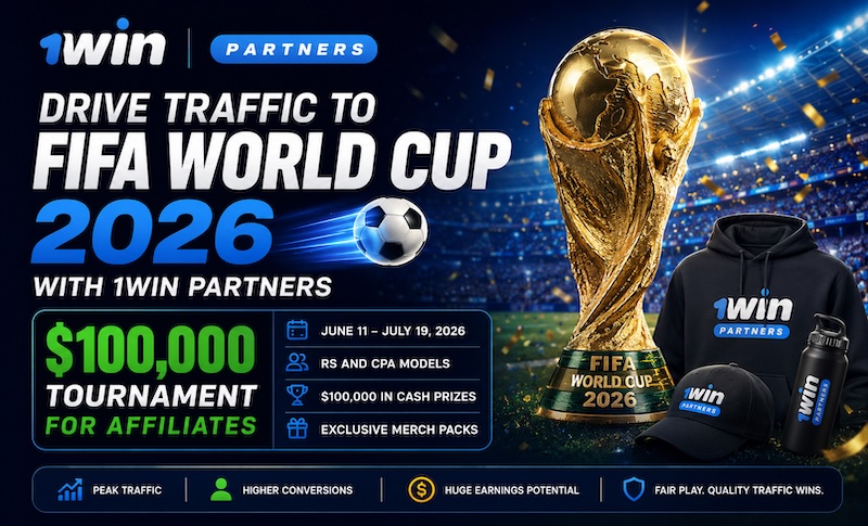 Drive traffic to FIFA World Cup 2026 with 1win Partners. A $100,000 tournament for affiliates